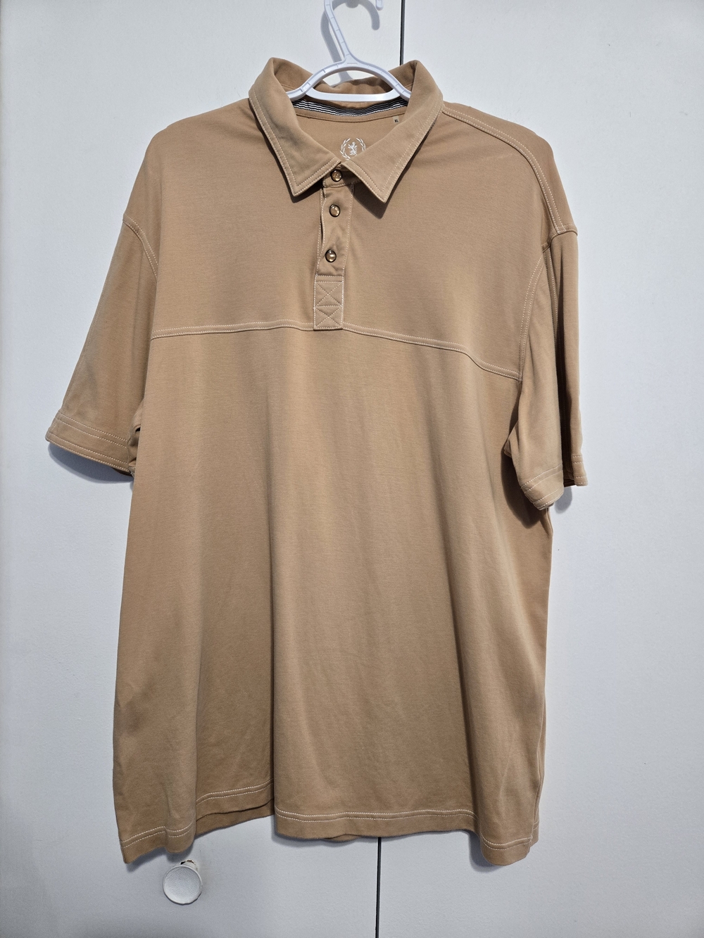 Bugatchi Uomo Polo Shirt Mens XL Pima Cotton Tan Luxury Casual Short Sleeve